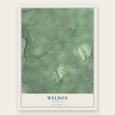 Weldon, Michigan map print, the full design