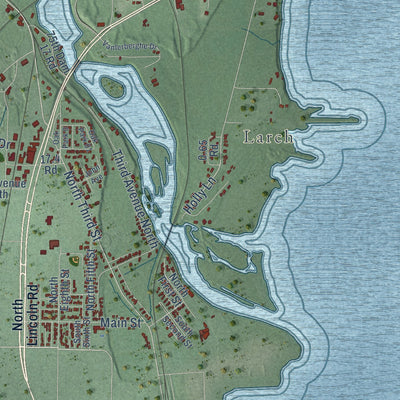 Close-up of the map of Wells, Delta County, Michigan print showing street and building detail