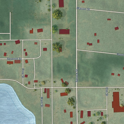Close-up of the map of Wellston, Michigan print showing street and building detail