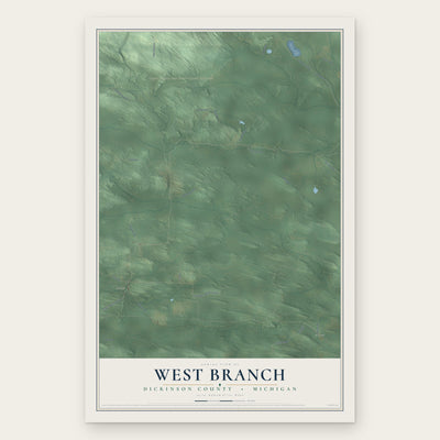 West Branch, Dickinson County, Michigan map print, the full design
