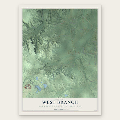 West Branch, Marquette County, Michigan map print, the full design