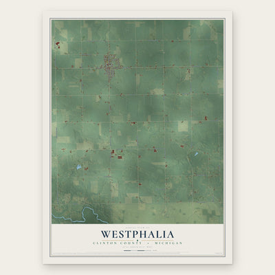 Westphalia, Clinton County, Michigan map print, the full design