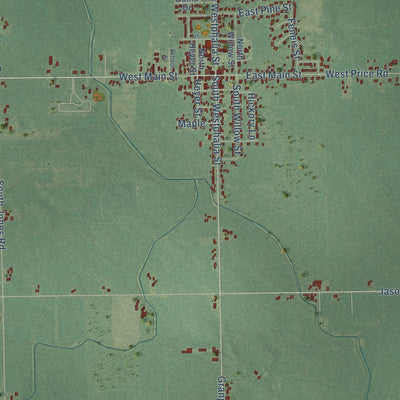 Close-up of the map of Westphalia, Clinton County, Michigan print showing street and building detail
