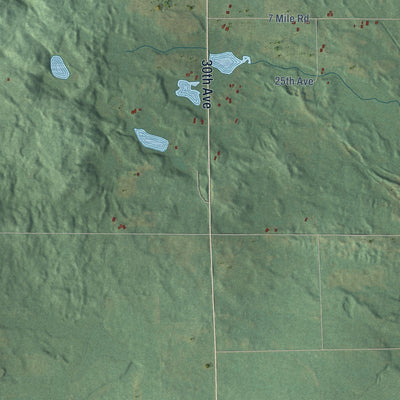 Close-up of the map of Wheatland, Mecosta County, Michigan print showing street and building detail