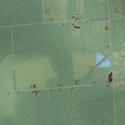 Close-up of the map of Wheatland, Sanilac County, Michigan print showing street and building detail