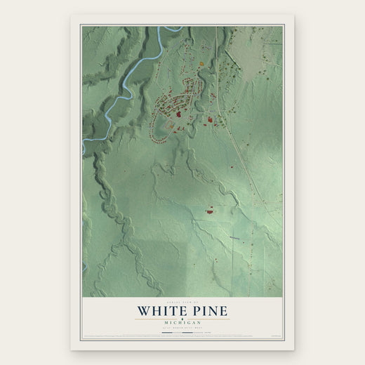 White Pine, Michigan map print, the full design
