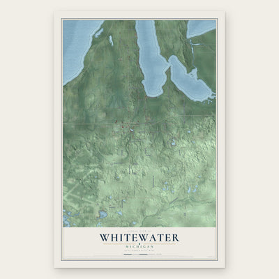 Whitewater, Michigan map print, the full design