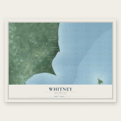 Whitney, Michigan map print, the full design
