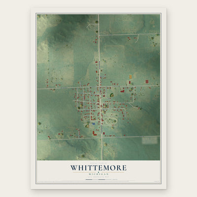 Whittemore, Michigan map print, the full design