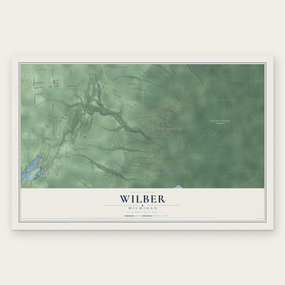 Wilber, Michigan map print, the full design