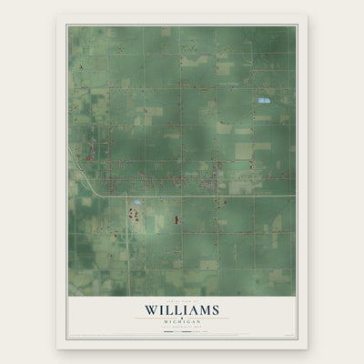Williams, Michigan map print, the full design