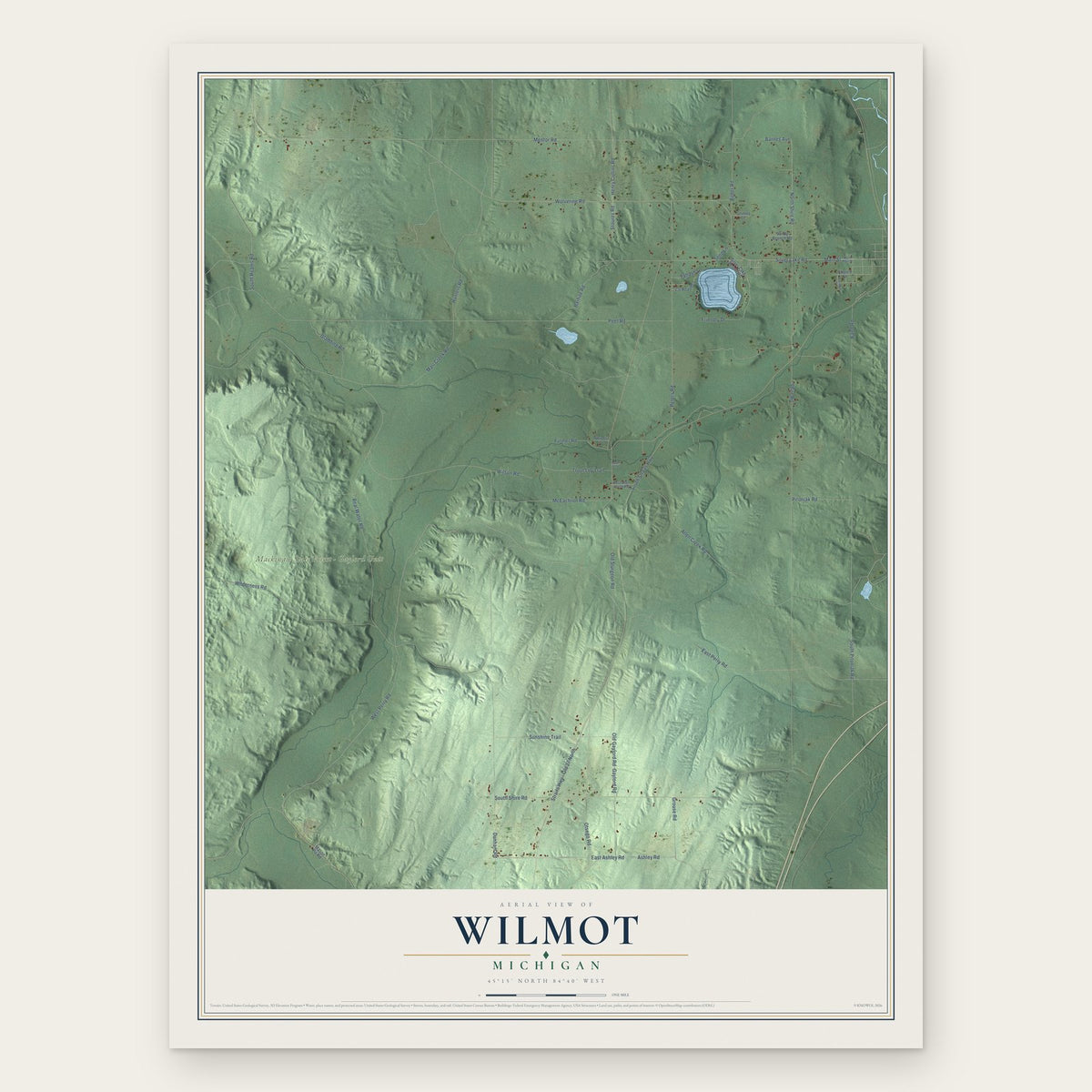 Wilmot, Michigan map print, the full design