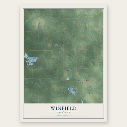 Winfield, Michigan map print, the full design