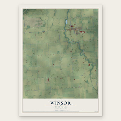 Winsor, Michigan map print, the full design