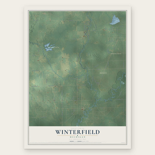 Winterfield, Michigan map print, the full design