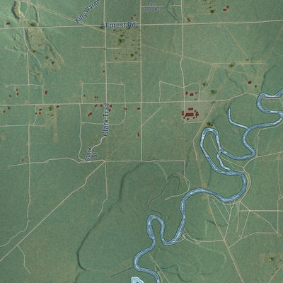 Close-up of the map of Winterfield, Michigan print showing street and building detail