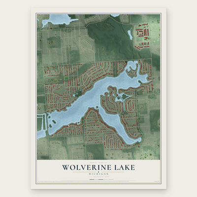 Wolverine Lake, Michigan map print, the full design