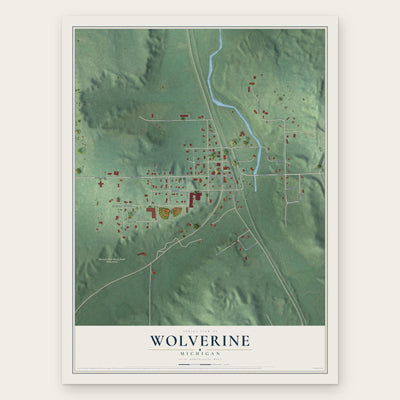 Wolverine, Michigan map print, the full design