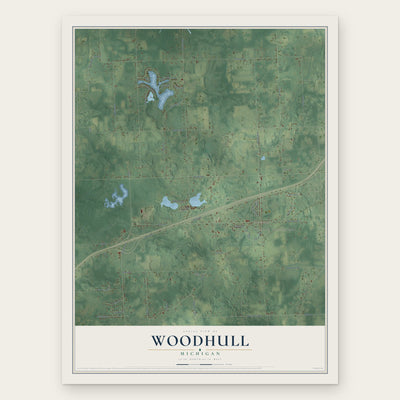 Woodhull, Michigan map print, the full design