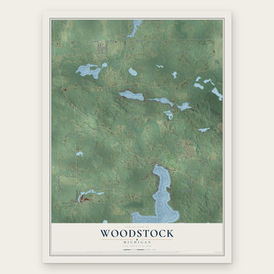 Woodstock, Michigan map print, the full design