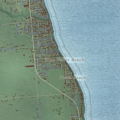 Close-up of the map of Worth, Michigan print showing street and building detail