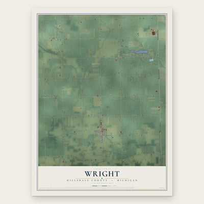 Wright, Hillsdale County, Michigan map print, the full design