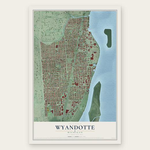 Wyandotte, Michigan map print, the full design
