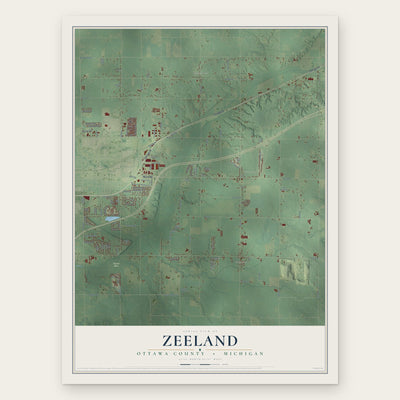 Zeeland, Ottawa County, Michigan map print, the full design