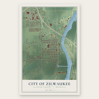 Zilwaukee, Michigan map print, the full design