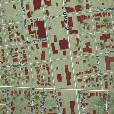 Close-up of the map of Ada, Minnesota print showing street and building detail