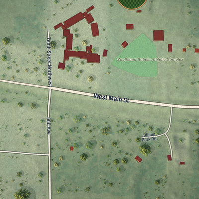 Second close-up of the map of Adams, Minnesota print showing more streets and buildings