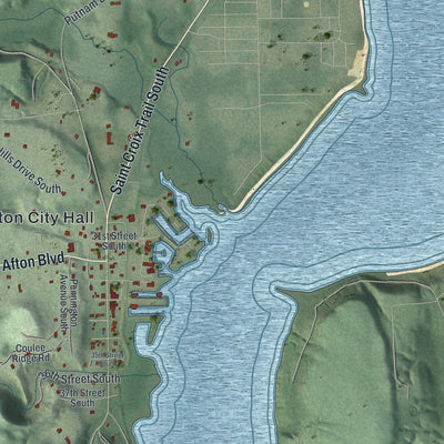 Close-up of the map of Afton, Minnesota print showing street and building detail