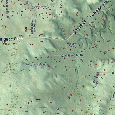 Second close-up of the map of Afton, Minnesota print showing more streets and buildings