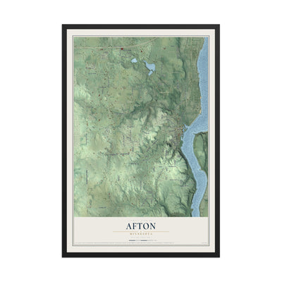 Map of Afton, Minnesota, 12 x 18 inch print in a black wood frame