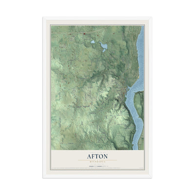 Map of Afton, Minnesota, 12 x 18 inch print in a white wood frame