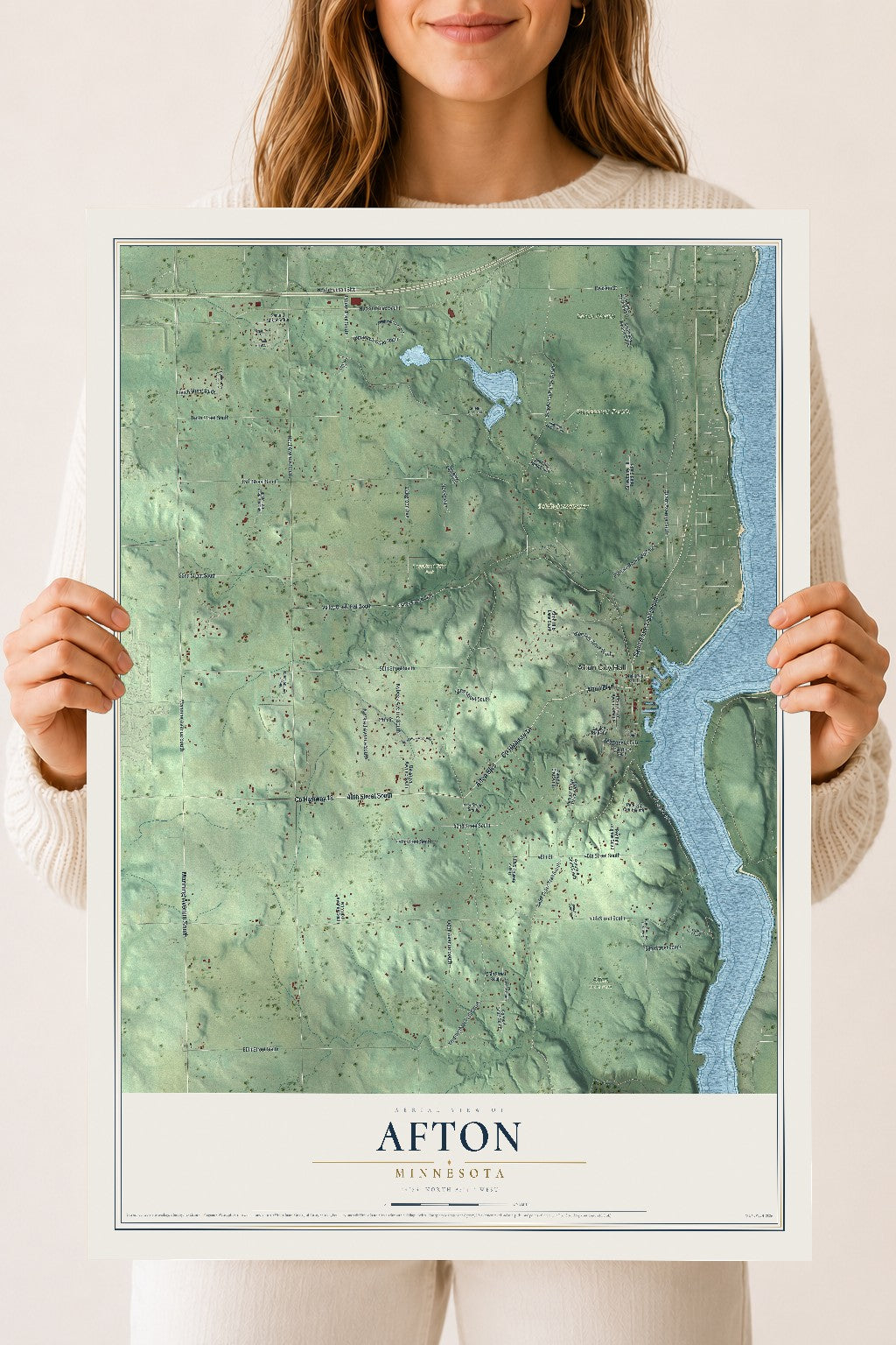 Map of Afton, Minnesota, 18 x 24 inch unframed archival matte print