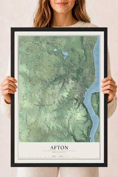 Map of Afton, Minnesota, 18 x 24 inch print in a black wood frame