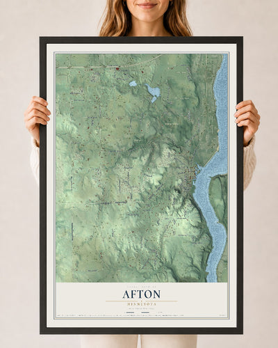 Map of Afton, Minnesota, 24 x 36 inch print in a black wood frame