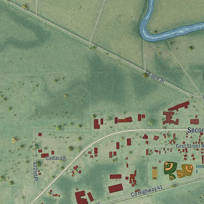 Second close-up of the map of Aitkin, Minnesota print showing more streets and buildings