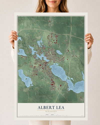 Map of Albert Lea, Minnesota, 24 x 36 inch unframed archival matte print