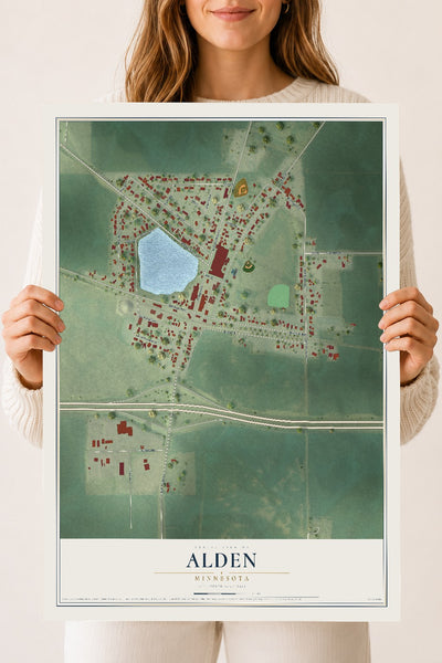 Map of Alden, Minnesota, 18 x 24 inch unframed archival matte print
