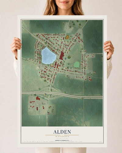 Map of Alden, Minnesota, 24 x 36 inch unframed archival matte print