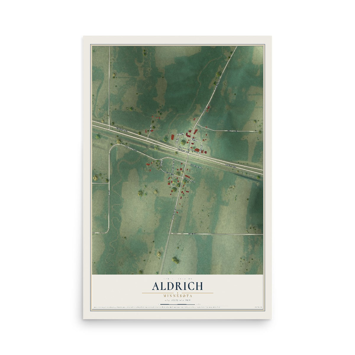 Map of Aldrich, Minnesota, 12 x 18 inch unframed archival matte print