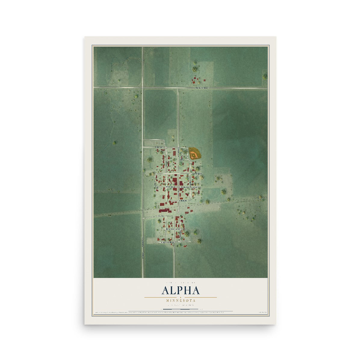 Map of Alpha, Minnesota, 12 x 18 inch unframed archival matte print