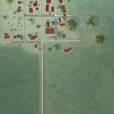 Second close-up of the map of Alpha, Minnesota print showing more streets and buildings