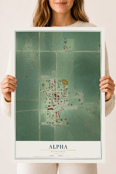 Map of Alpha, Minnesota, 18 x 24 inch unframed archival matte print