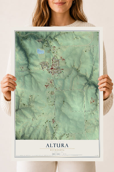 Map of Altura, Minnesota, 18 x 24 inch unframed archival matte print