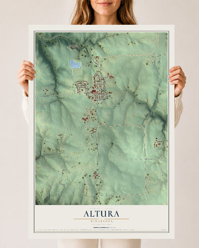 Map of Altura, Minnesota, 24 x 36 inch unframed archival matte print