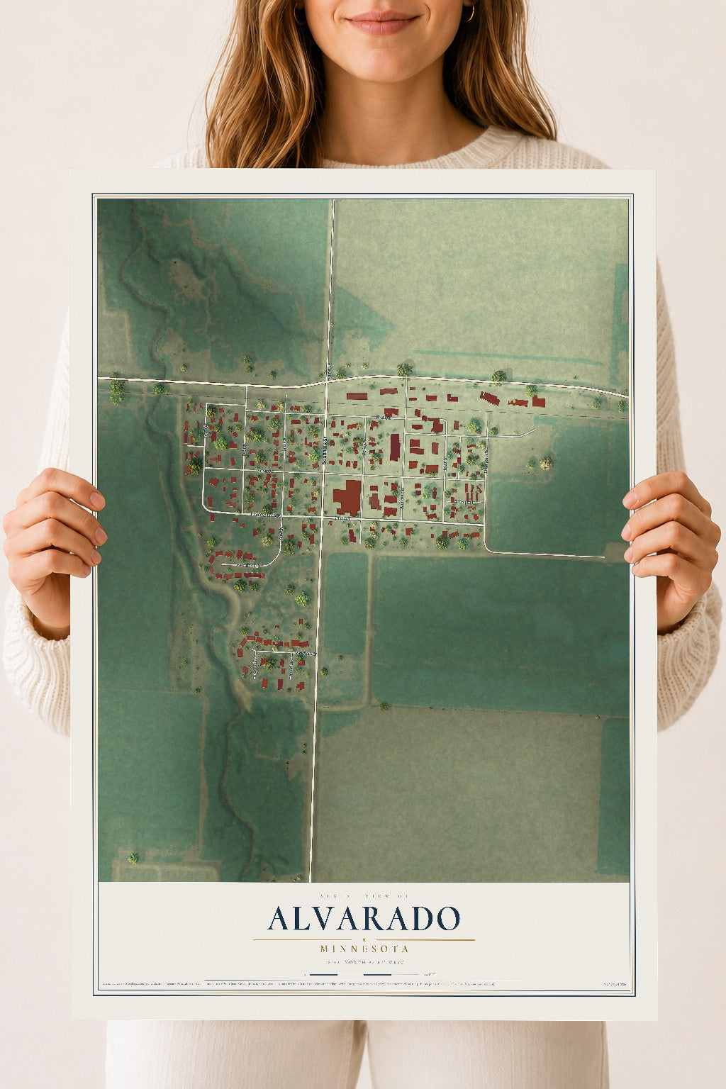 Map of Alvarado, Minnesota, 18 x 24 inch unframed archival matte print