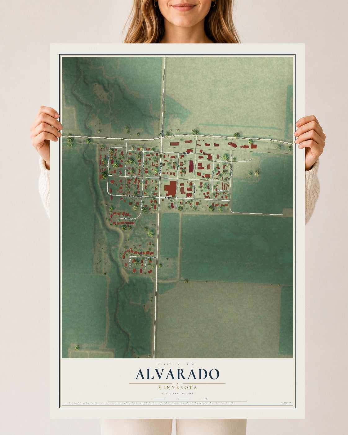 Map of Alvarado, Minnesota, 24 x 36 inch unframed archival matte print
